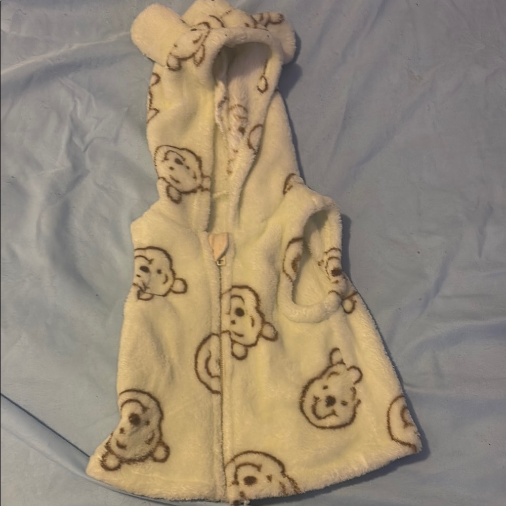 Cute Bear Print Fleece Vest